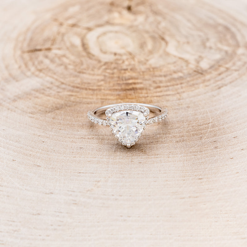 "ELENA" - TRILLION CUT MOISSANITE ENGAGEMENT RING WITH DIAMOND HALO & ACCENTS-4