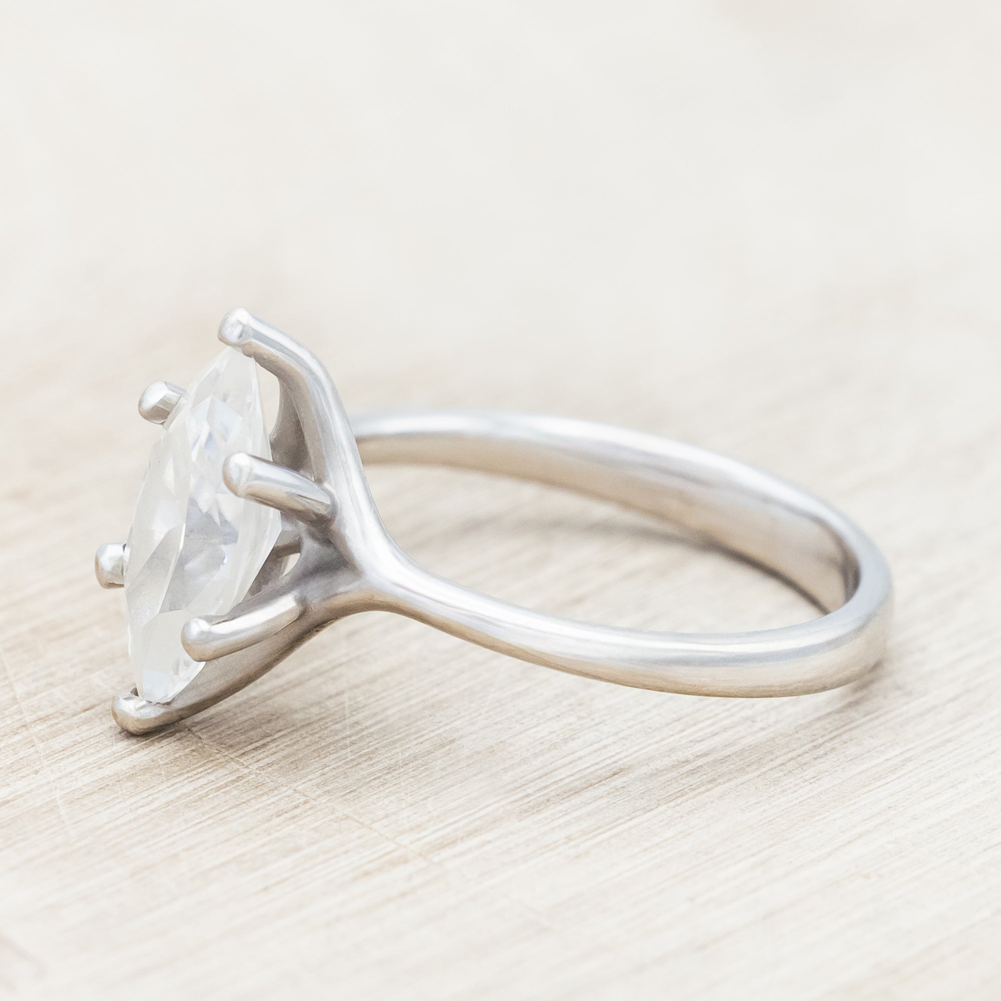 "TULIP" - MARQUISE CUT MOISSANITE ENGAGEMENT RING WITH "IDHAL" DIAMOND STACKING BAND-Staghead Designs