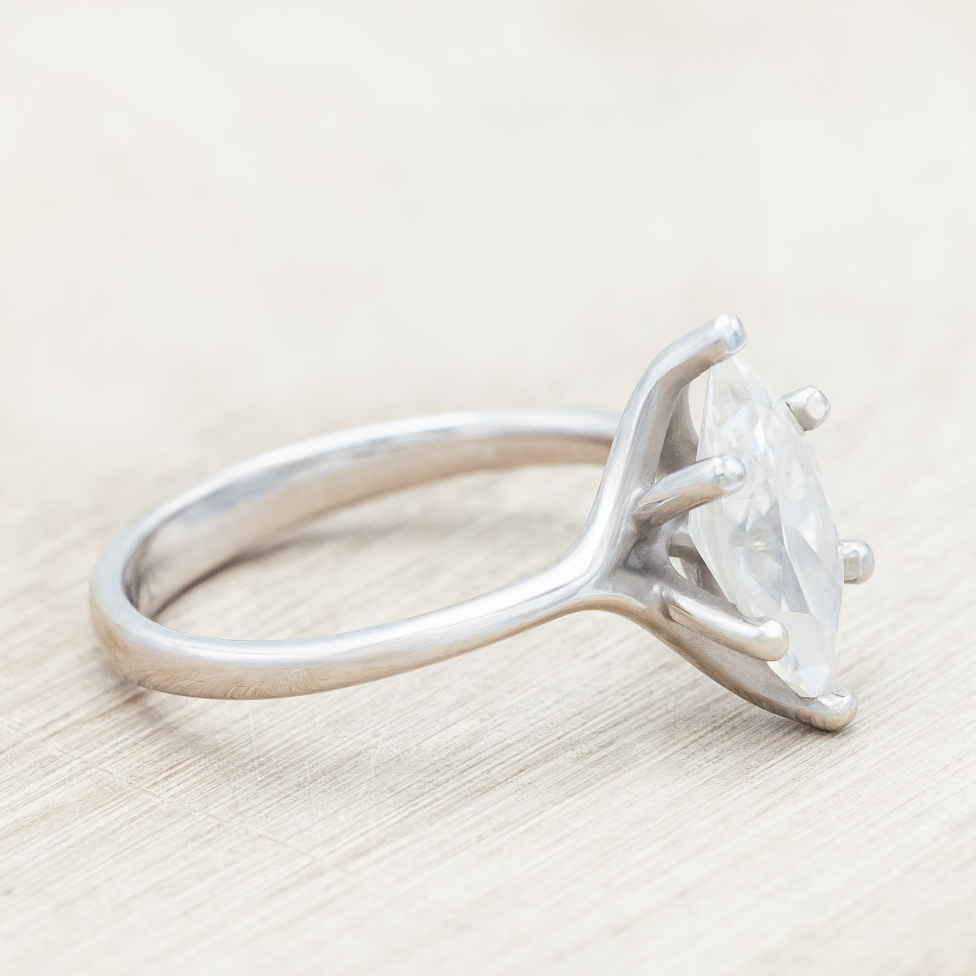 "TULIP" - MARQUISE CUT MOISSANITE ENGAGEMENT RING WITH "IDHAL" DIAMOND STACKING BAND-Staghead Designs