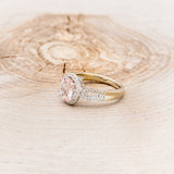 "TIANA" - OVAL MORGANITE ENGAGEMENT RING WITH DIAMOND HALO & ACCENTS