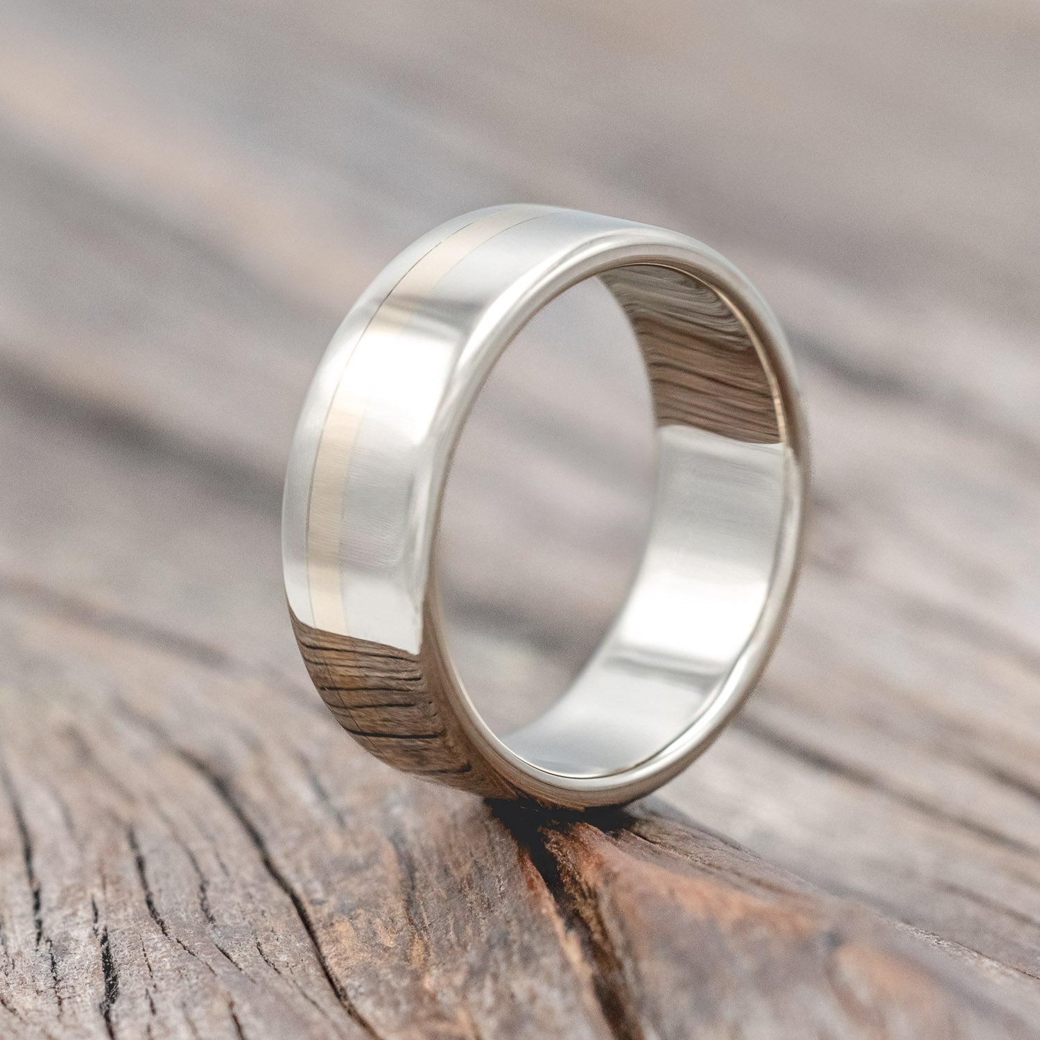 "VERTIGO" - 14K GOLD INLAY WEDDING RING-Staghead Designs