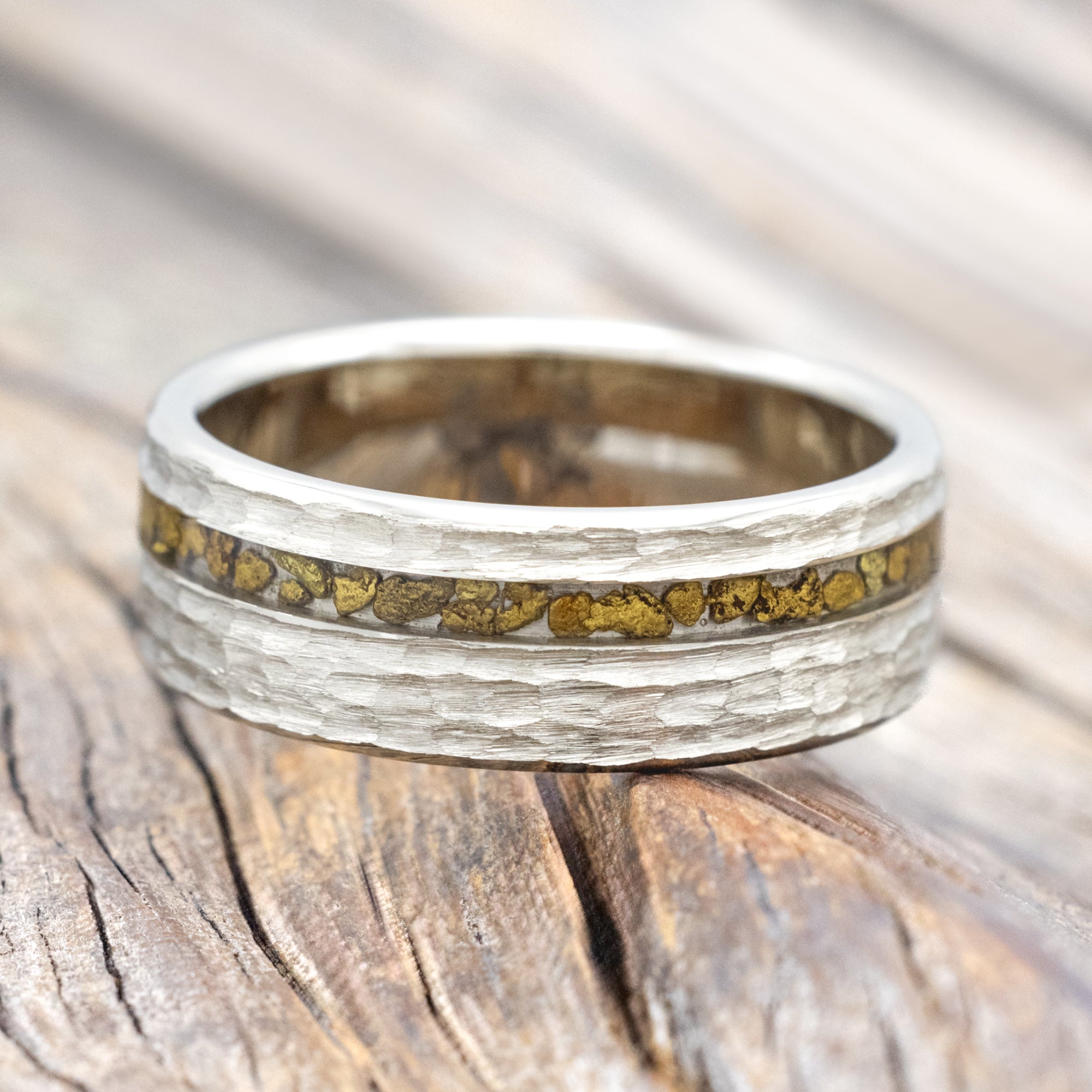 "VERTIGO" - GOLD NUGGET WEDDING RING-Staghead Designs