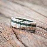 "VERTIGO" - MOSS INLAY & LINING WEDDING RING-Staghead Designs