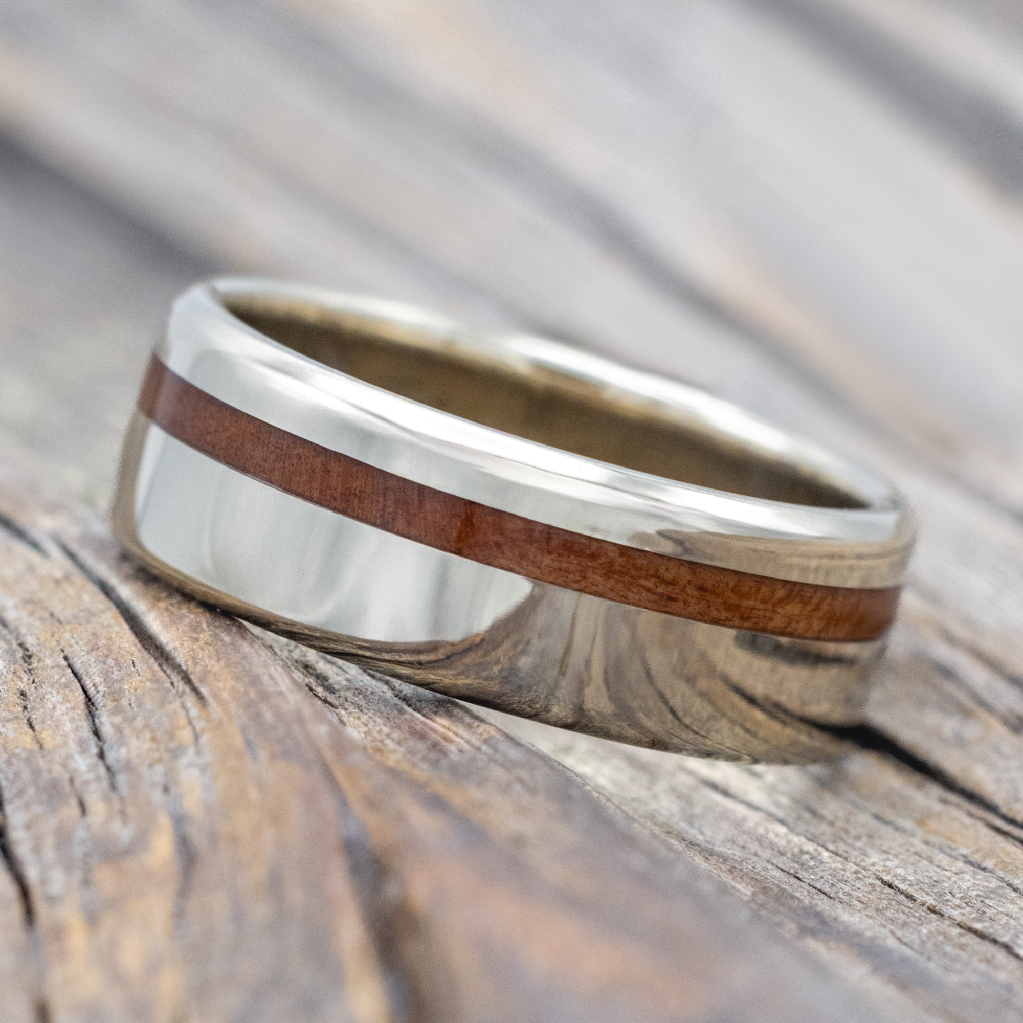 "VERTIGO" - REDWOOD WEDDING RING-Staghead Designs