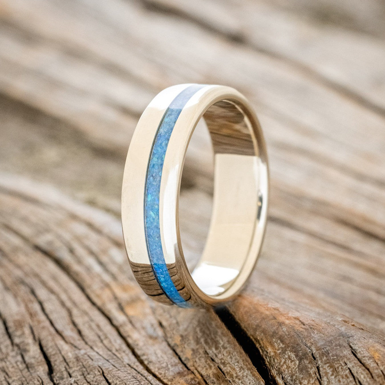 "VERTIGO" - BLUE OPAL WEDDING BAND-4