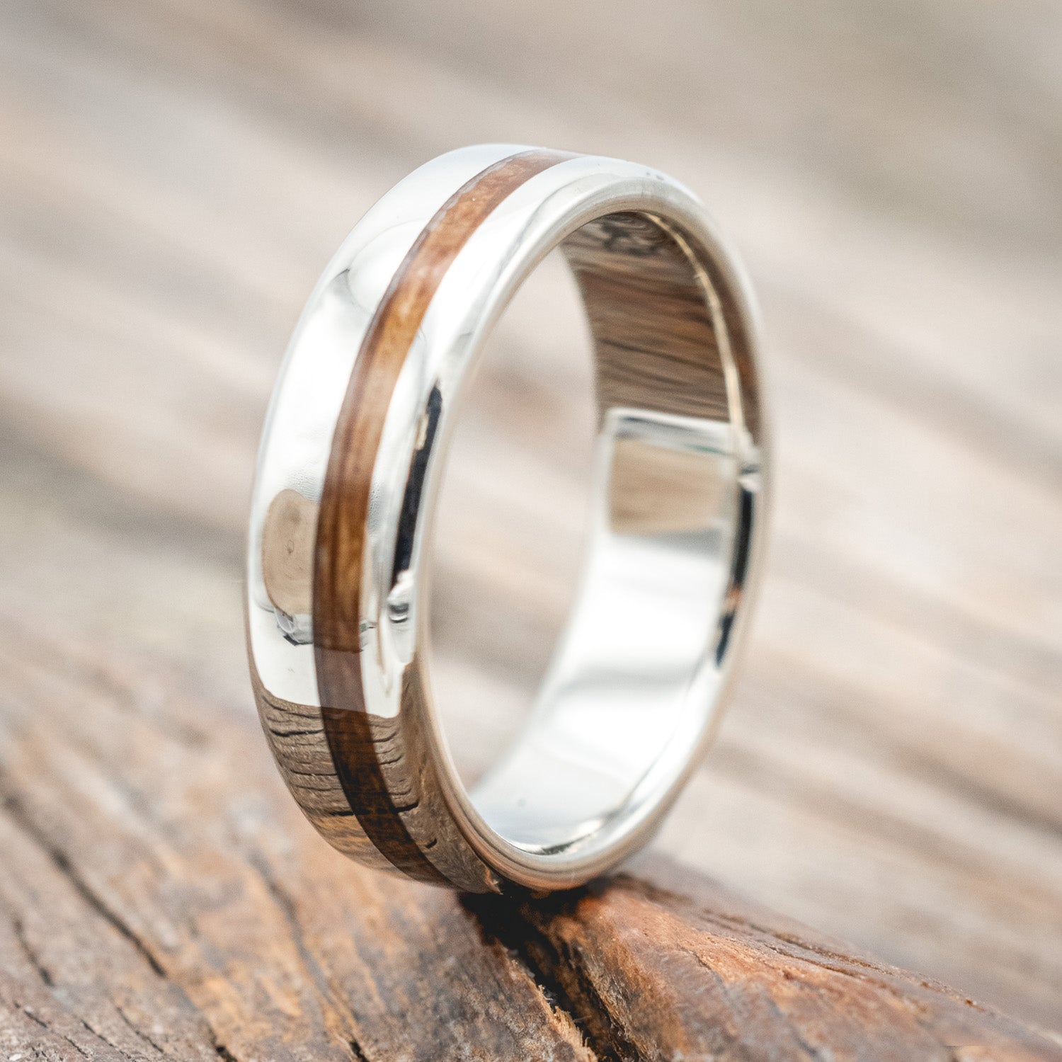 "VERTIGO" - WHISKEY BARREL OAK WEDDING BAND-Staghead Designs