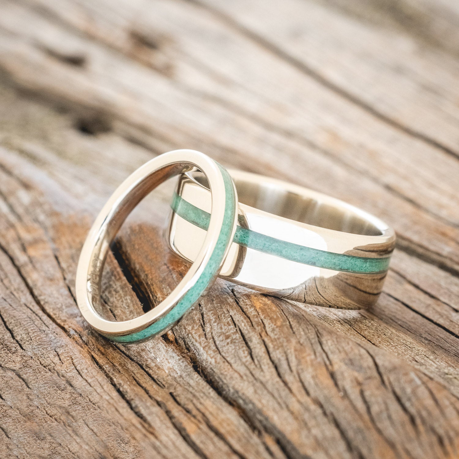 "VERTIGO" - MATCHING SET OF MALACHITE WEDDING BANDS-22