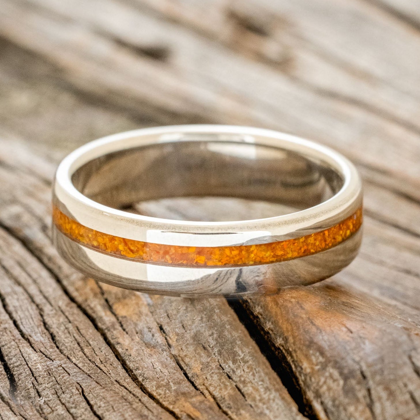 "VERTIGO" - ORANGE OPAL WEDDING RING-3