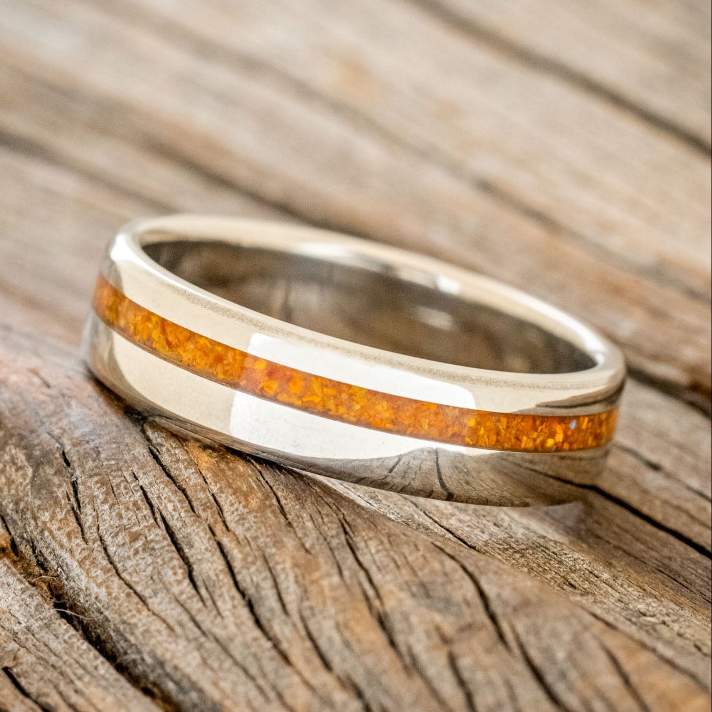 "VERTIGO" - ORANGE OPAL WEDDING RING-2