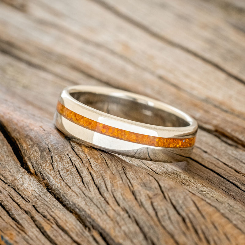 "VERTIGO" - ORANGE OPAL WEDDING RING-2