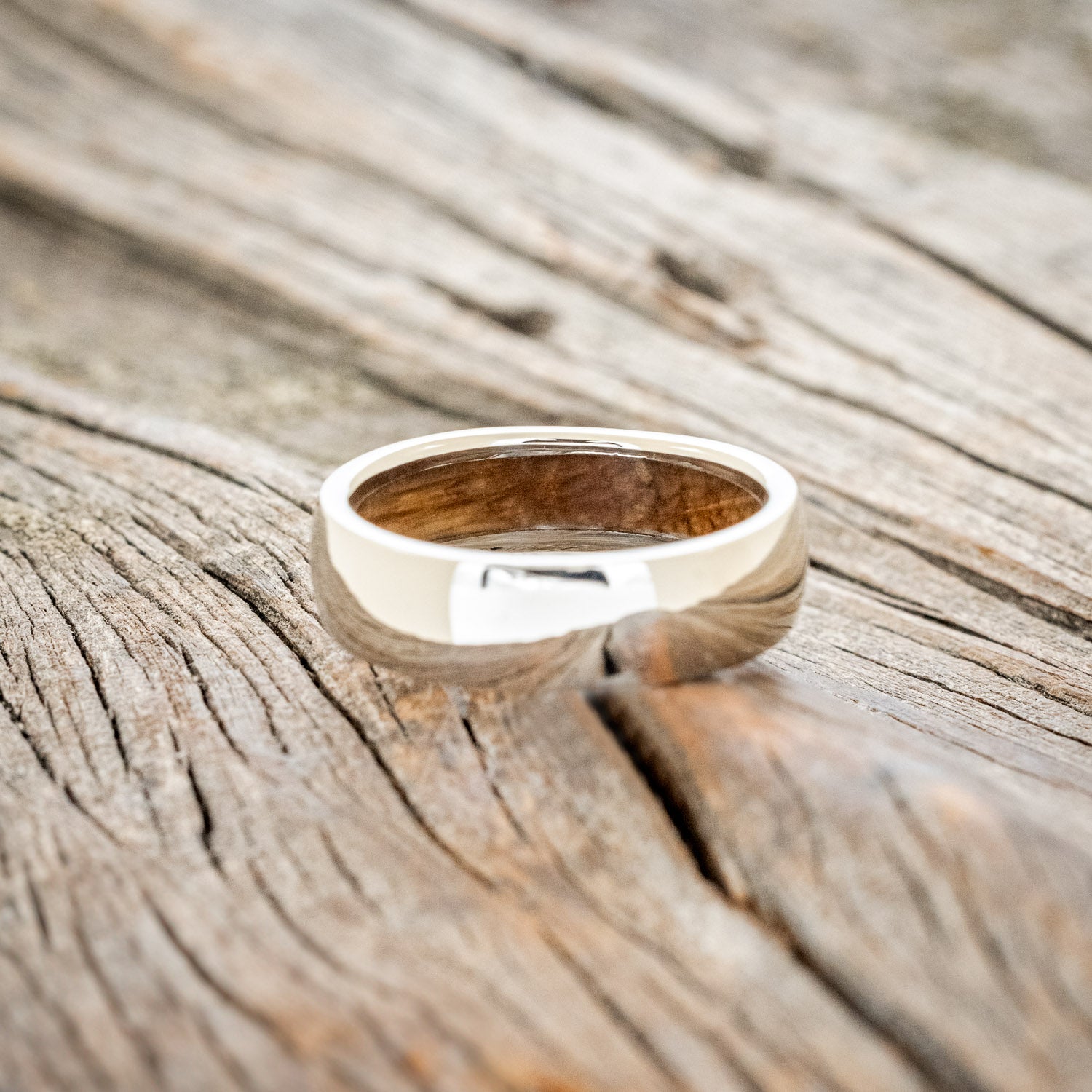 DOMED WHISKEY BARREL LINED WEDDING BAND-6