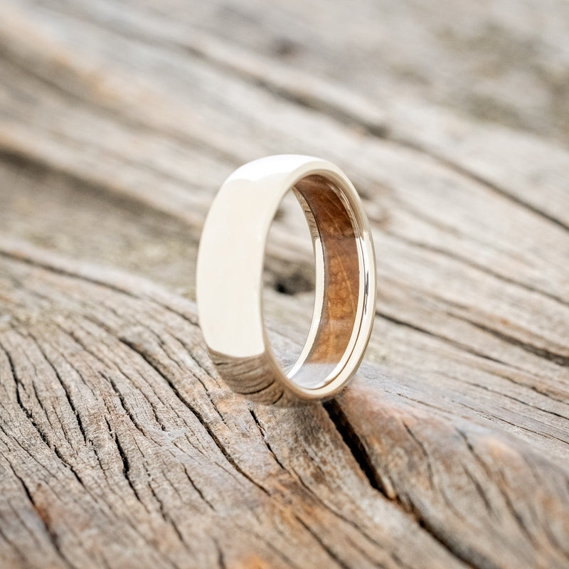 DOMED WHISKEY BARREL LINED WEDDING BAND