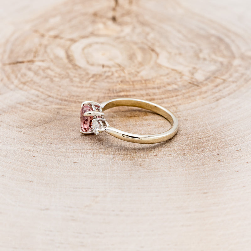 "SONNET" - HEART-SHAPED PINK TOURMALINE ENGAGEMENT RING WITH DIAMOND ACCENTS-3