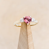 "SONNET" - HEART-SHAPED PINK TOURMALINE ENGAGEMENT RING WITH DIAMOND ACCENTS-1