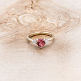 "SONNET" - HEART-SHAPED PINK TOURMALINE ENGAGEMENT RING WITH DIAMOND ACCENTS-4