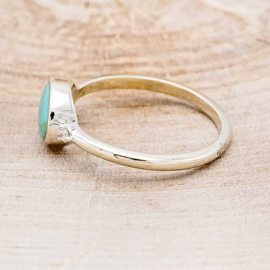 "SASI" - OVAL CABOCHON TURQUOISE ENGAGEMENT RING WITH DIAMOND ACCENTS-3