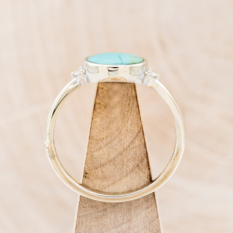 "SASI" - OVAL CABOCHON TURQUOISE ENGAGEMENT RING WITH DIAMOND ACCENTS-6