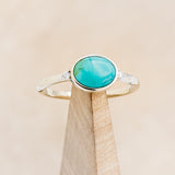 "SASI" - OVAL CABOCHON TURQUOISE ENGAGEMENT RING WITH DIAMOND ACCENTS