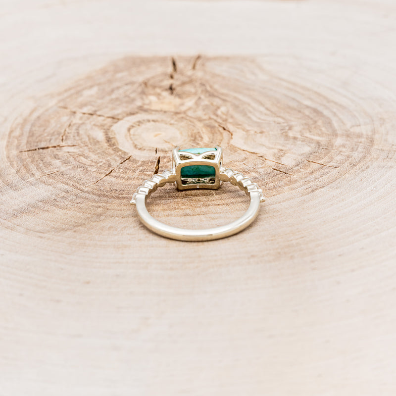 "AZURA" - EMERALD CUT TURQUOISE ENGAGEMENT RING WITH DIAMOND ACCENTS - 5