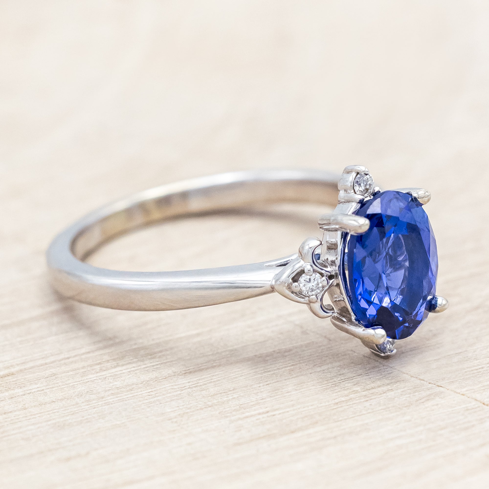 "ZELLA" - OVAL CUT ENGAGEMENT RING WITH DIAMOND ACCENTS-Staghead Designs