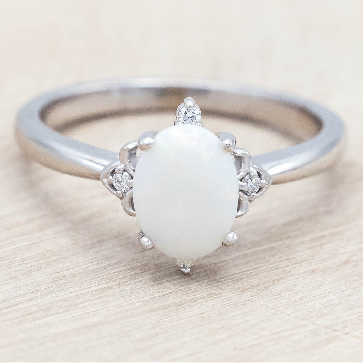 "ZELLA" - OVAL CUT ENGAGEMENT RING WITH DIAMOND ACCENTS-Staghead Designs