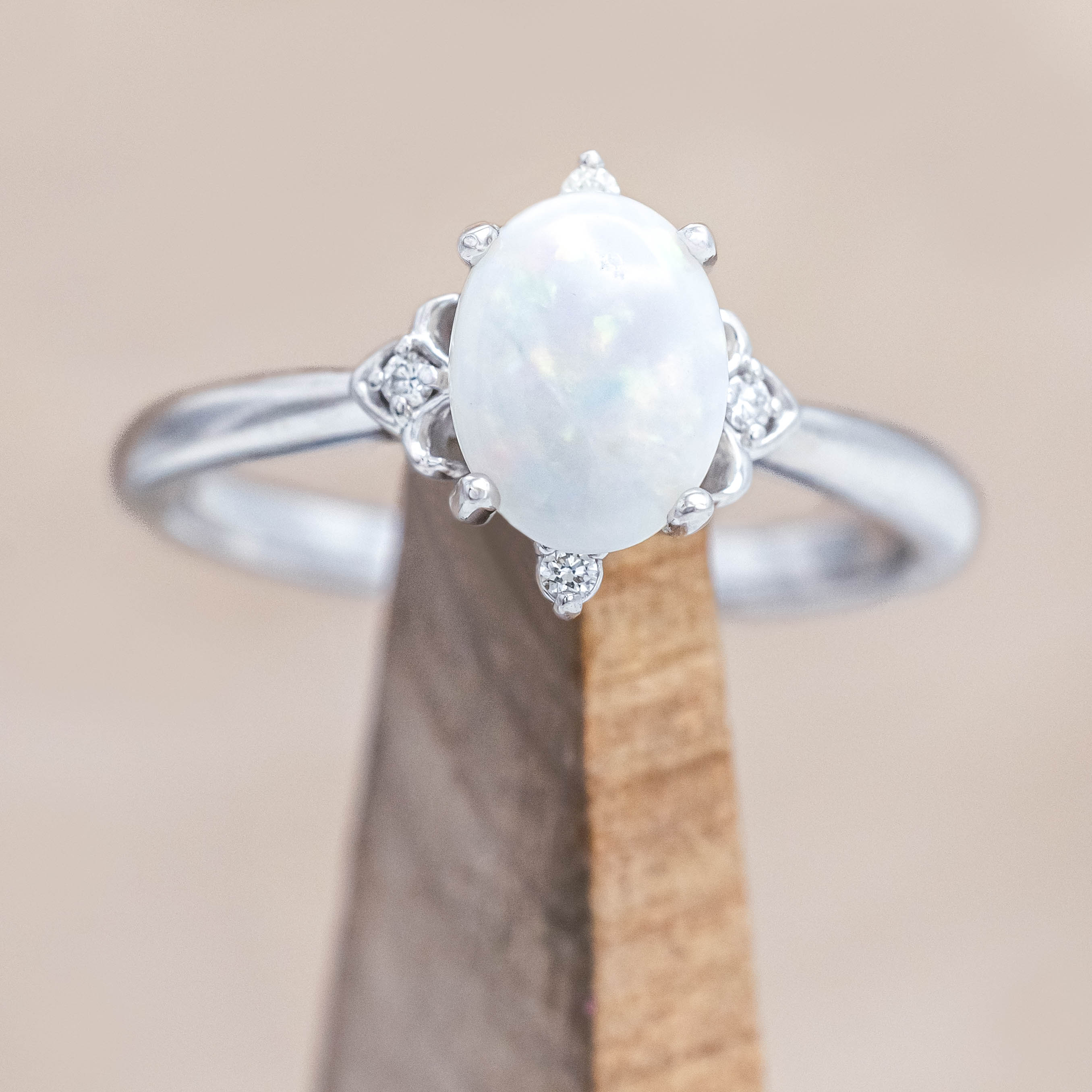 Matching Set Of "Zella" Opal & "Helios" Fire & Ice Opal Inlay Wedding Rings-Staghead Designs