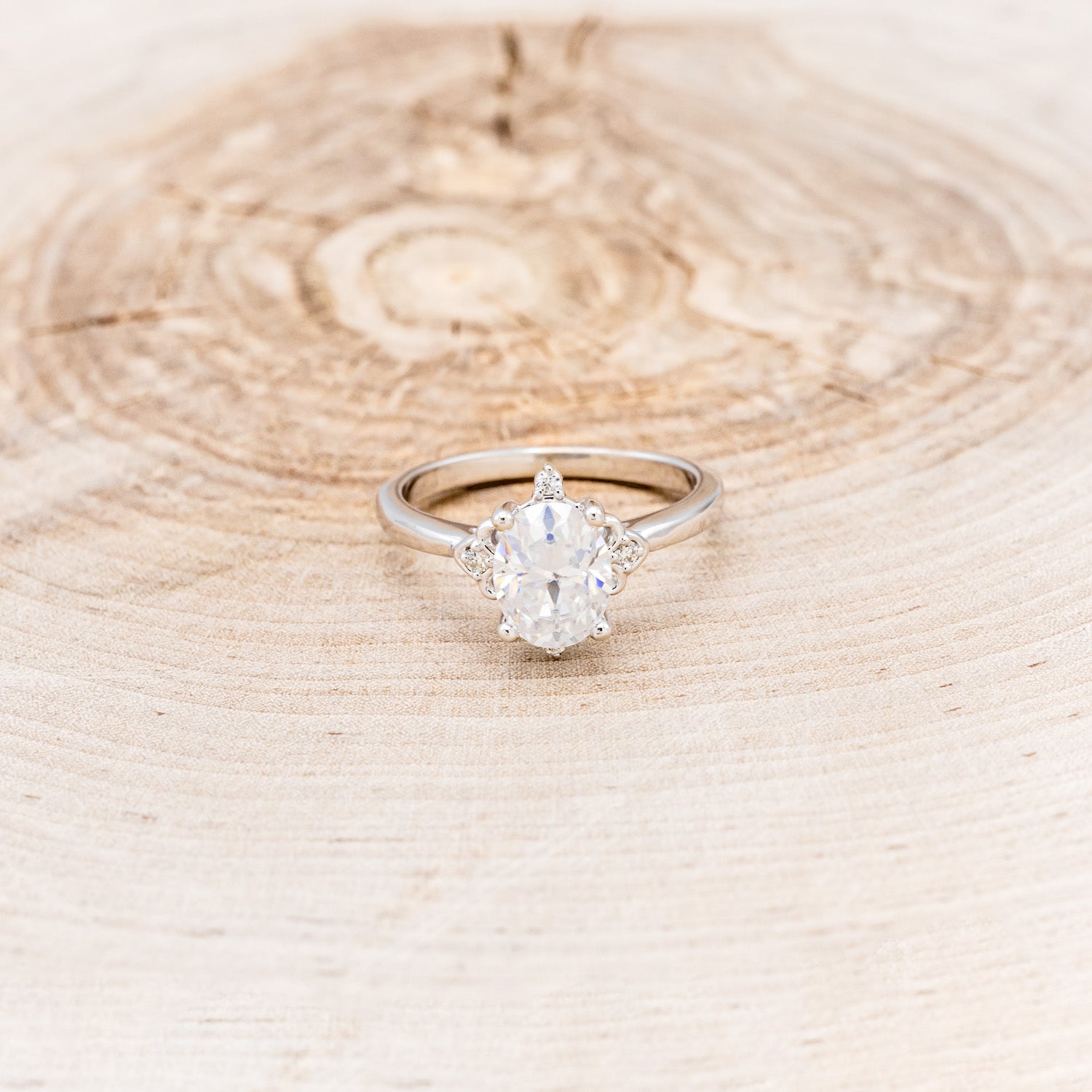 "ZELLA" - OVAL MOISSANITE ENGAGEMENT RING WITH DIAMOND ACCENTS-16