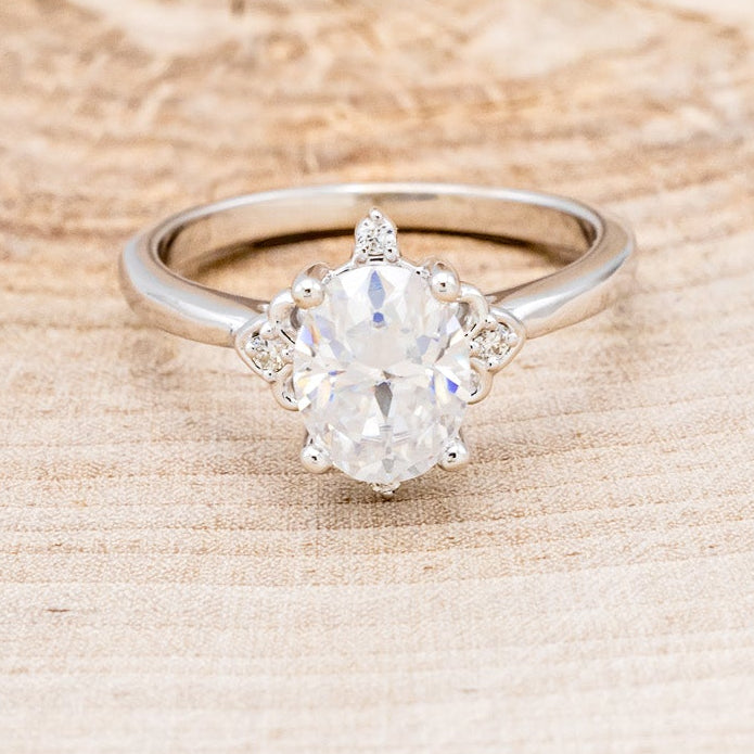 "ZELLA" - OVAL MOISSANITE ENGAGEMENT RING WITH DIAMOND ACCENTS-16
