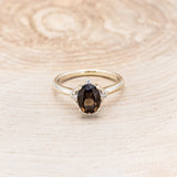 "ZELLA" - OVAL SMOKY QUARTZ ENGAGEMENT RING WITH DIAMOND ACCENTS - READY TO SHIP