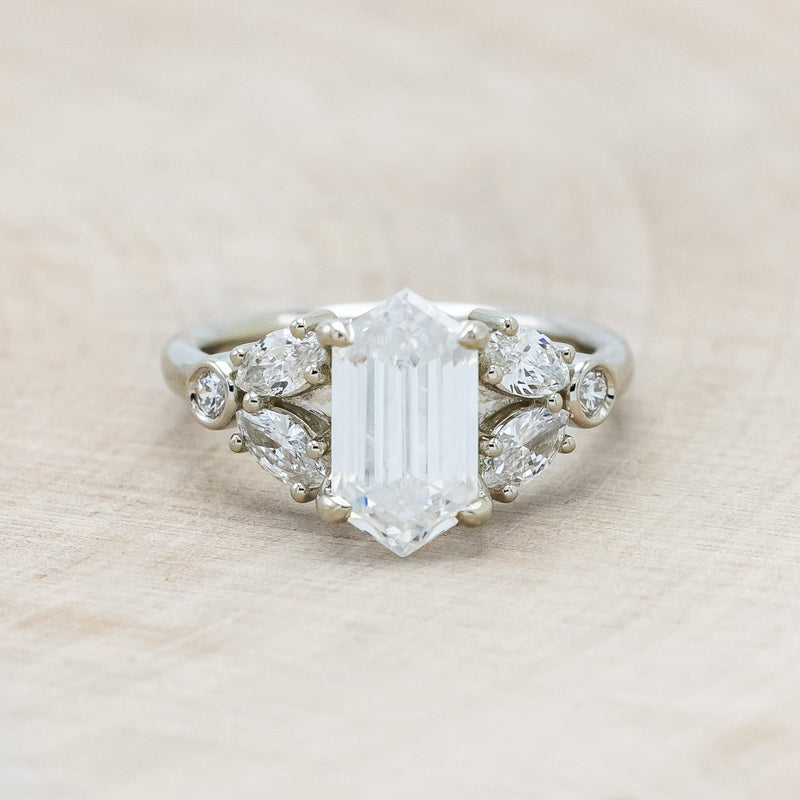 "ZIA" - HEXAGON MOISSANITE ENGAGEMENT RING WITH ACCENTS-Staghead Designs