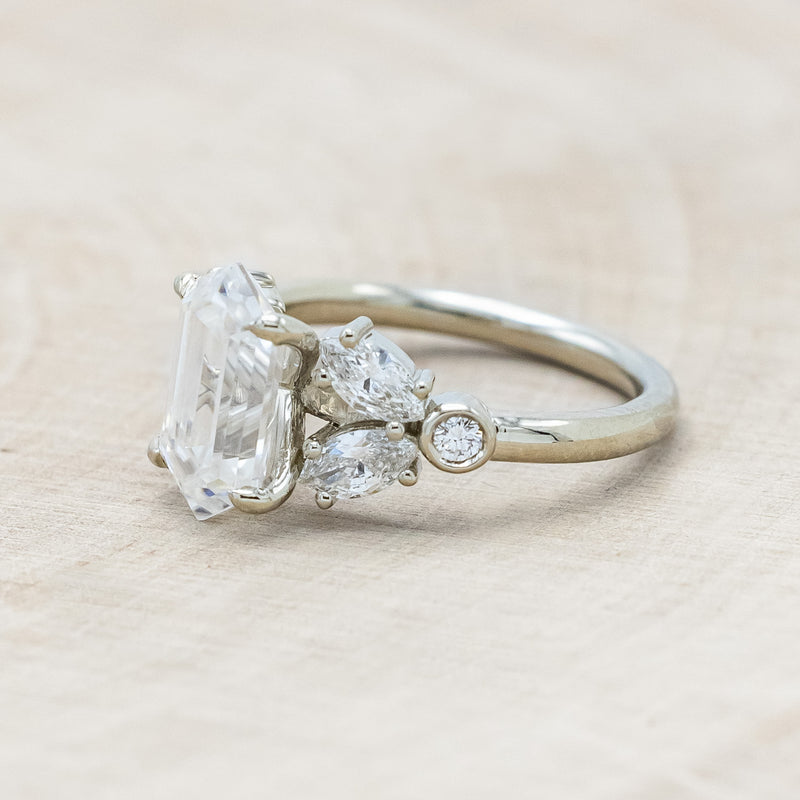 "ZIA" - HEXAGON MOISSANITE ENGAGEMENT RING WITH ACCENTS-Staghead Designs