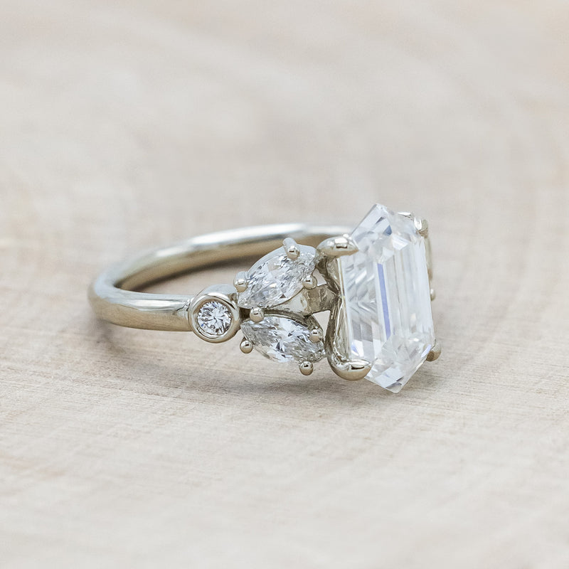 "ZIA" - HEXAGON MOISSANITE ENGAGEMENT RING WITH ACCENTS-Staghead Designs