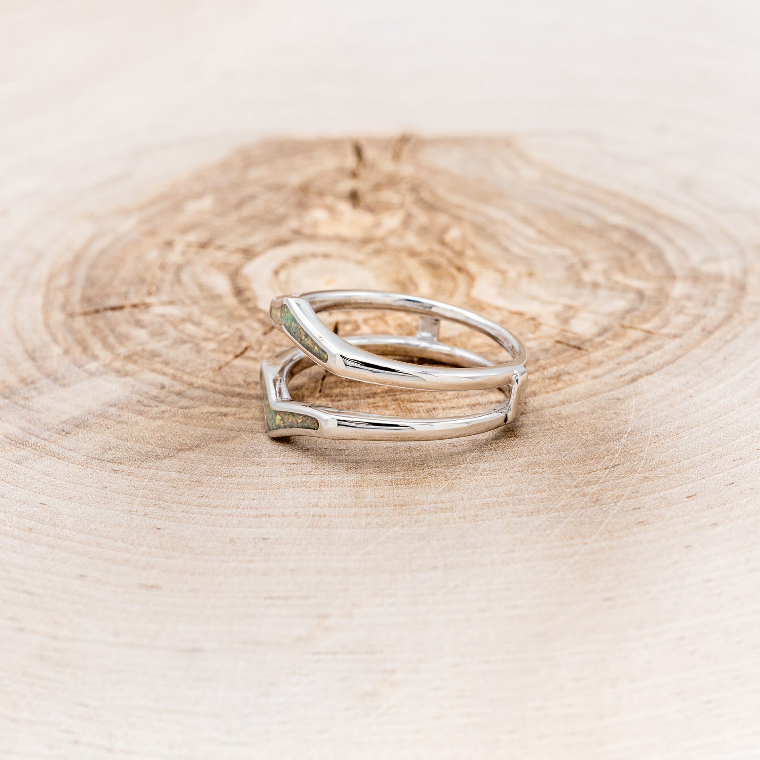 "ZUNI" - FIRE & ICE OPAL INLAY RING GUARD-3