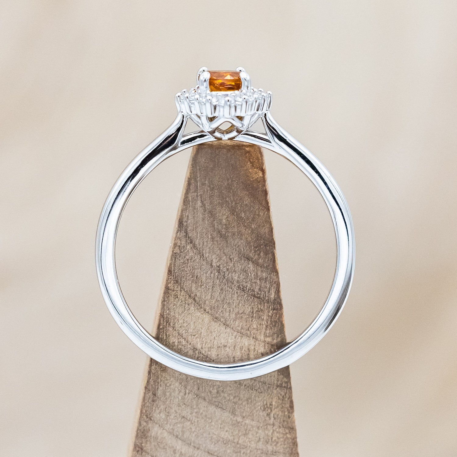 "MYALL" - ROUND CUT CITRINE ENGAGEMENT RING WITH DIAMOND HALO-Staghead Designs