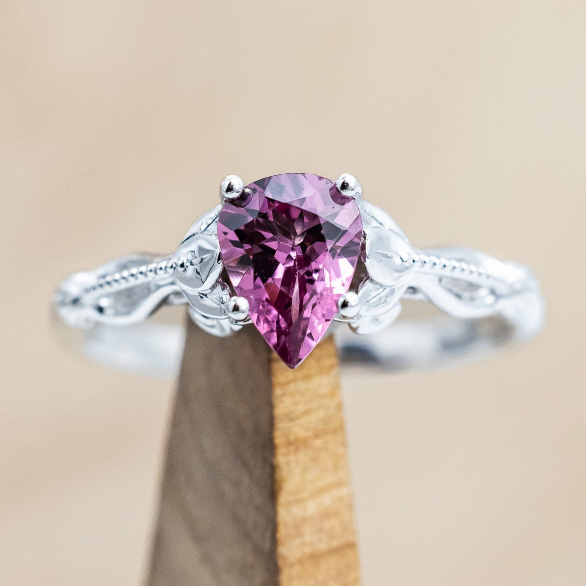 "ROSEMARY" - SOLITAIRE ENGAGEMENT RING WITH FLORAL-STYLE BAND - MOUNTING ONLY - SELECT YOUR OWN STONE-Staghead Designs