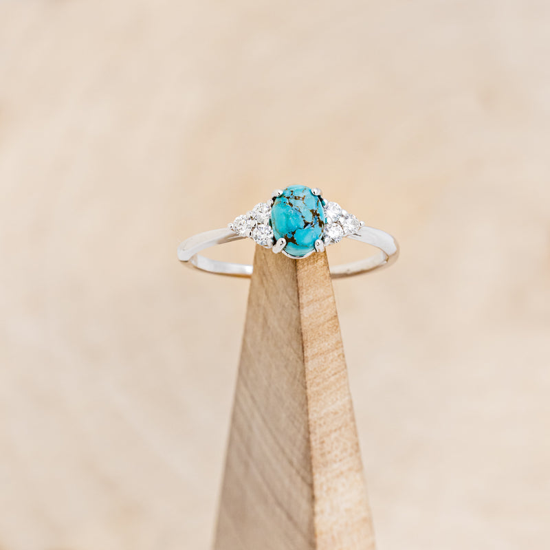 "RHEA" - OVAL TURQUOISE ENGAGEMENT RING WITH DIAMOND ACCENTS-8