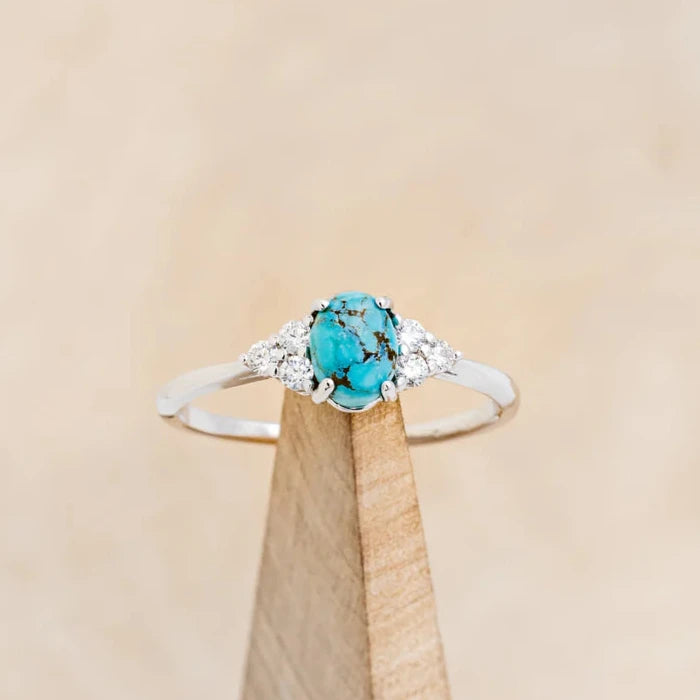 "RHEA" - OVAL CUT ENGAGEMENT RING WITH DIAMOND ACCENTS-Staghead Designs