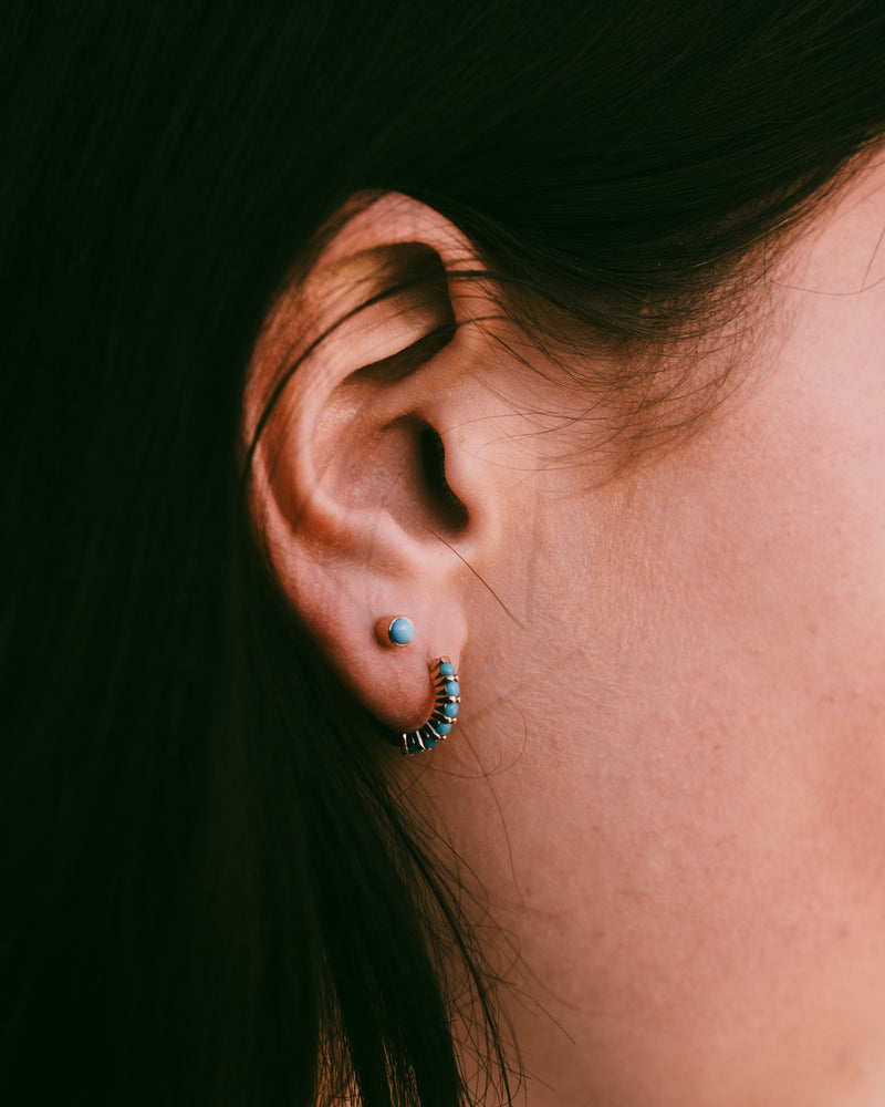 TURQUOISE HUGGIE HOOP EARRINGS