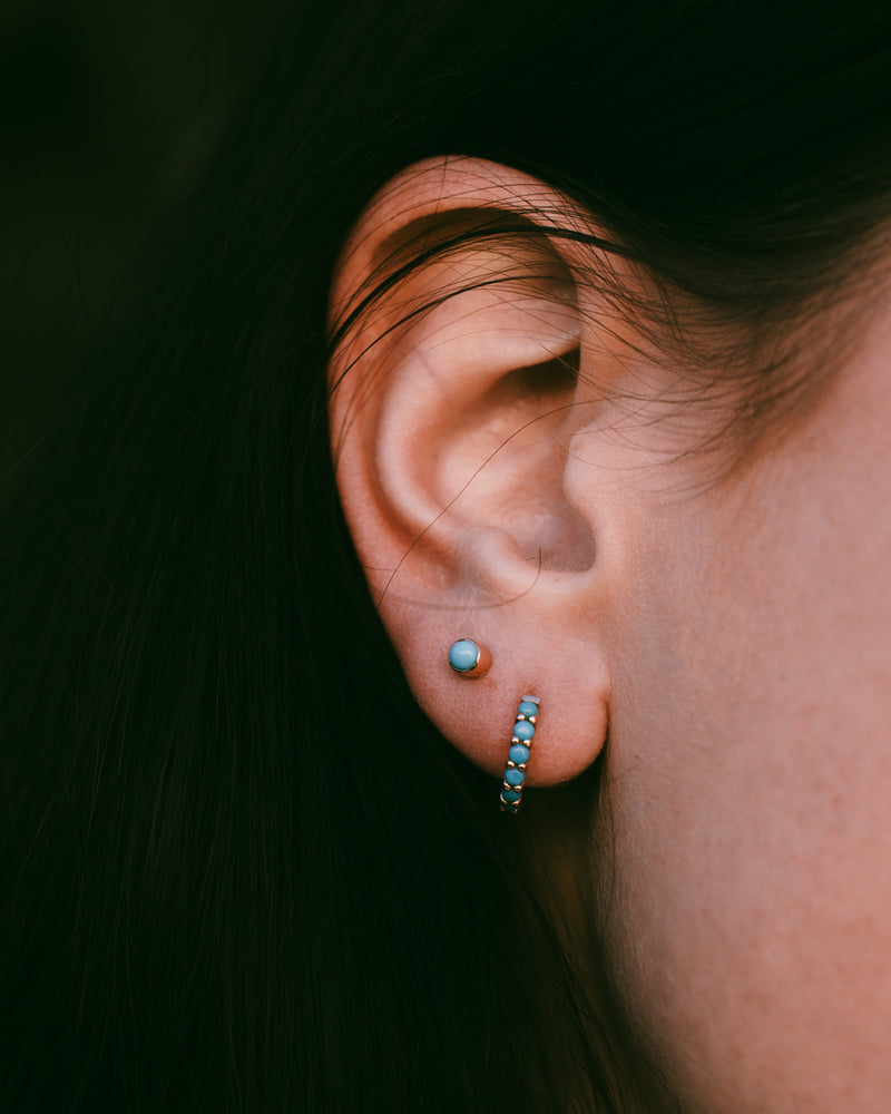 TURQUOISE HUGGIE HOOP EARRINGS