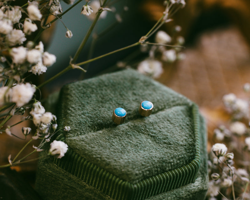 TURQUOISE BEZEL SET EARRINGS