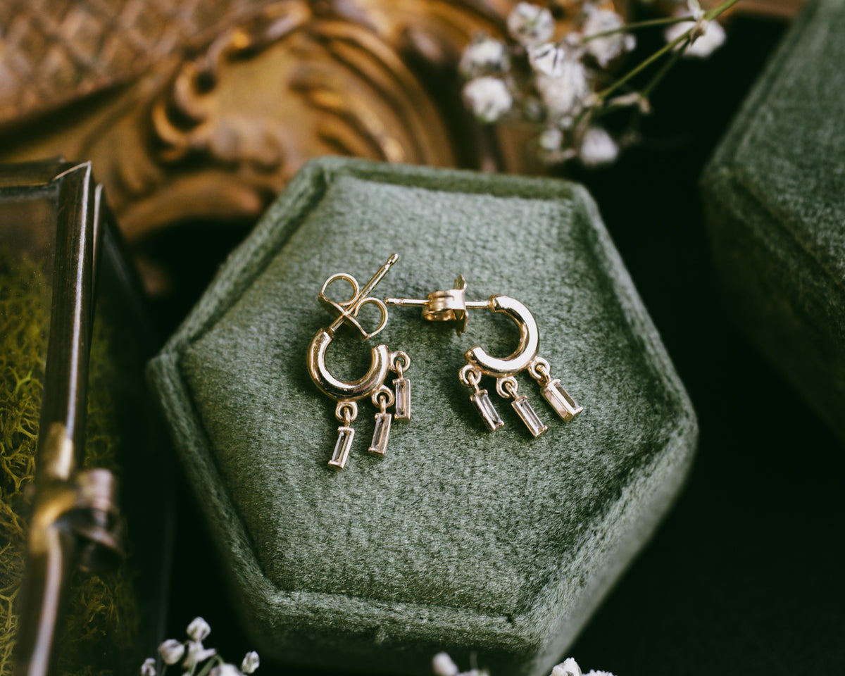 1/5 CTW NATURAL DIAMOND FRINGE HOOP EARRINGS-7