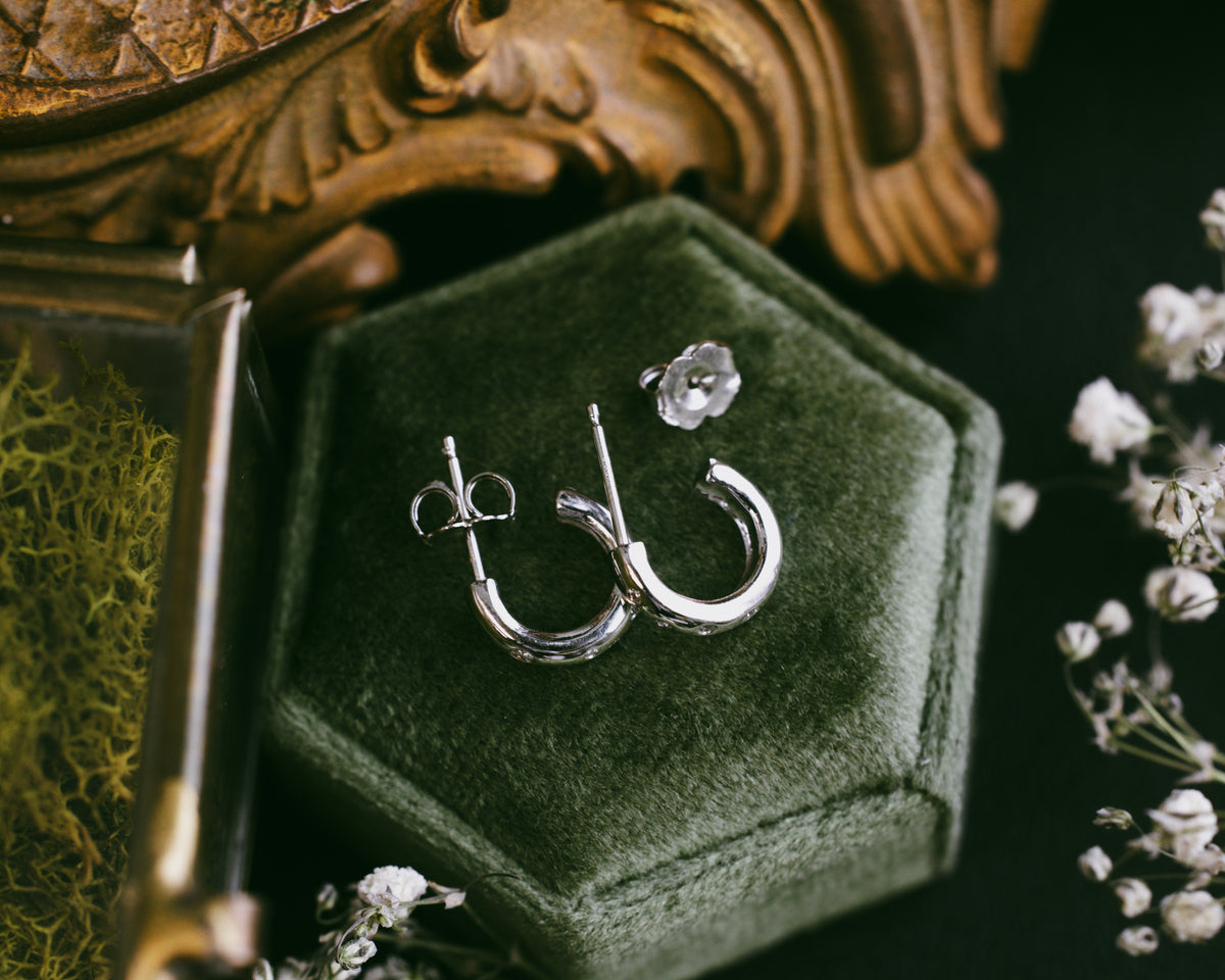 1/10 CTW NATURAL DIAMOND HUGGIE EARRINGS-9