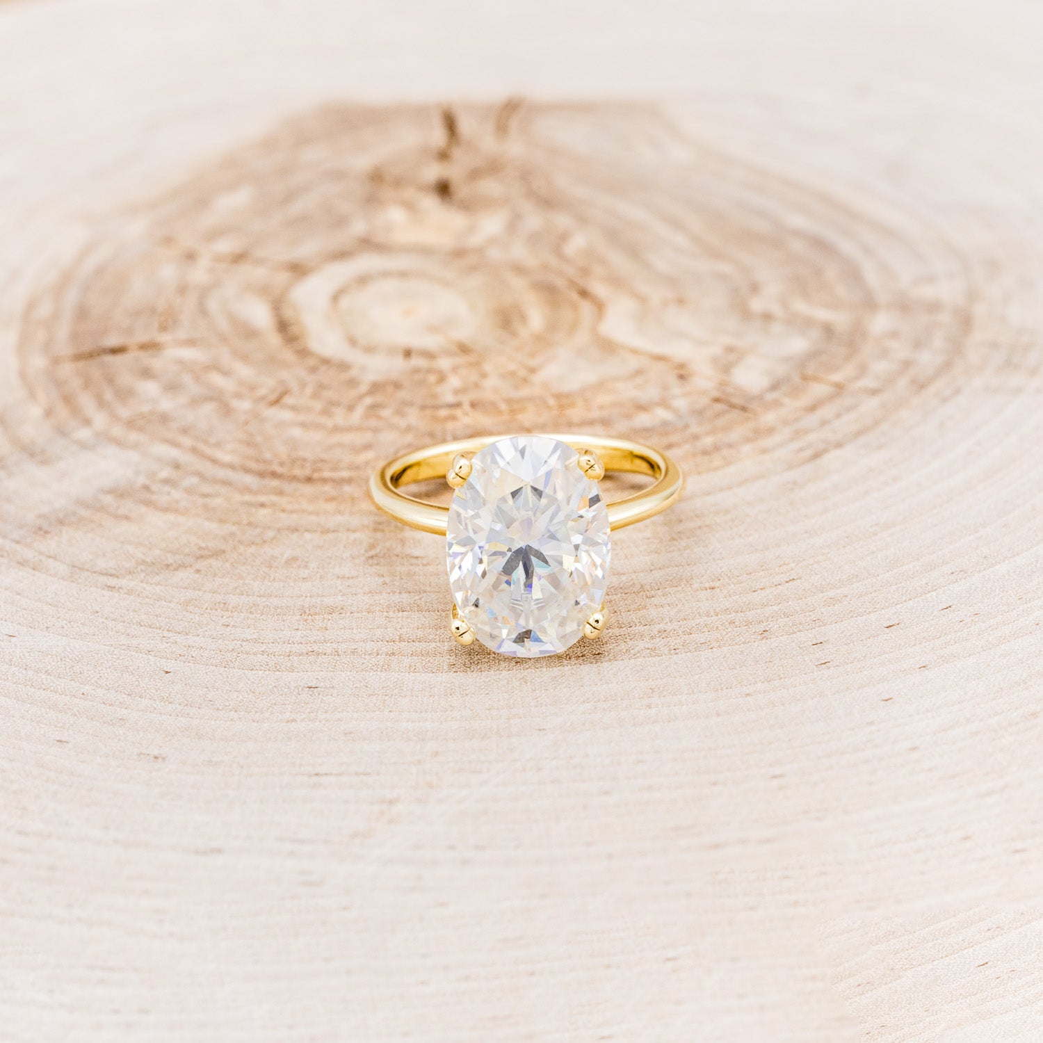 "ADELINE" - OVAL CUT MOISSANITE SOLITAIRE ENGAGEMENT RING- 14K YELLOW GOLD - SIZE 7-3