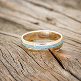 "VERTIGO" - DOMED TURQUOISE WEDDING BAND-3