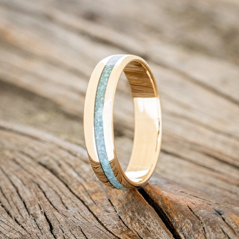 "VERTIGO" - DOMED TURQUOISE WEDDING BAND-1