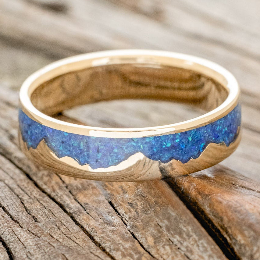 "HELIOS" - BLUE OPAL MOUNTAIN RANGE WEDDING BAND-3