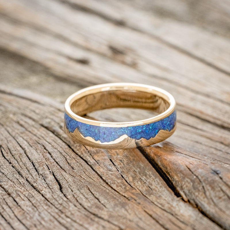 "HELIOS" - BLUE OPAL MOUNTAIN RANGE WEDDING BAND