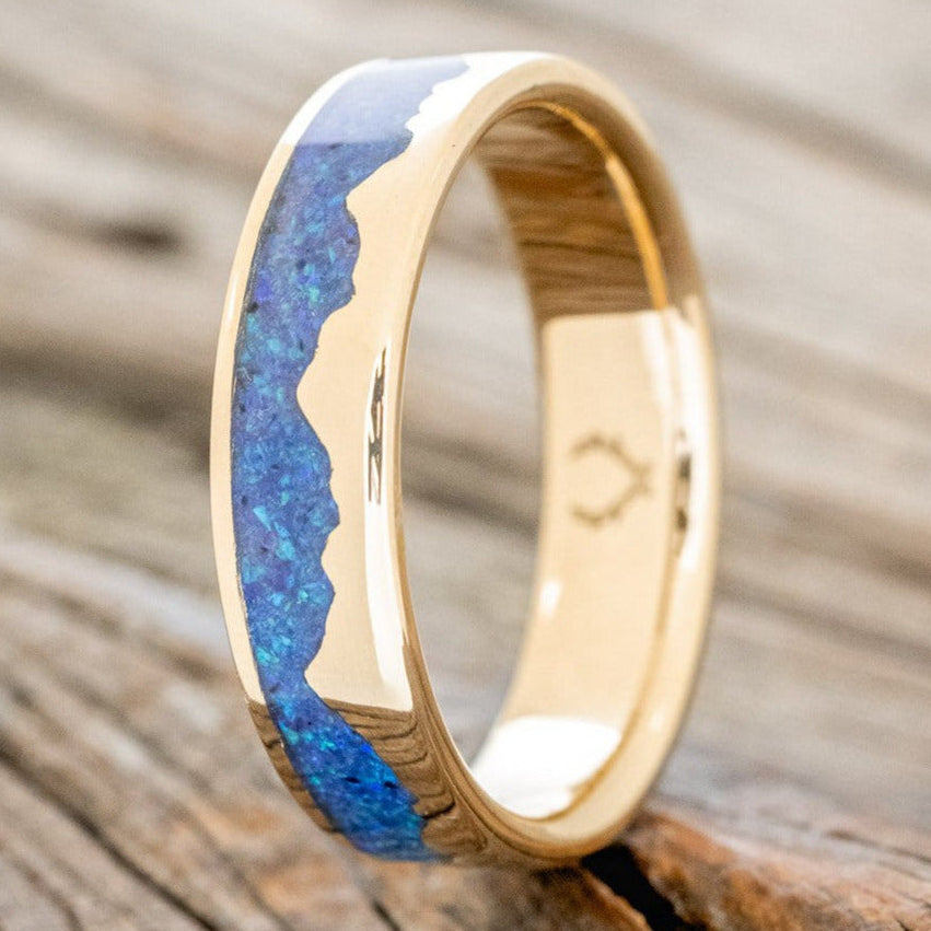 "HELIOS" - BLUE OPAL MOUNTAIN RANGE WEDDING BAND-2