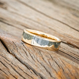 "HELIOS" - MATCHING SET OF CRUSHED MOSS AGATE MOUNTAIN RANGE WEDDING BANDS-2