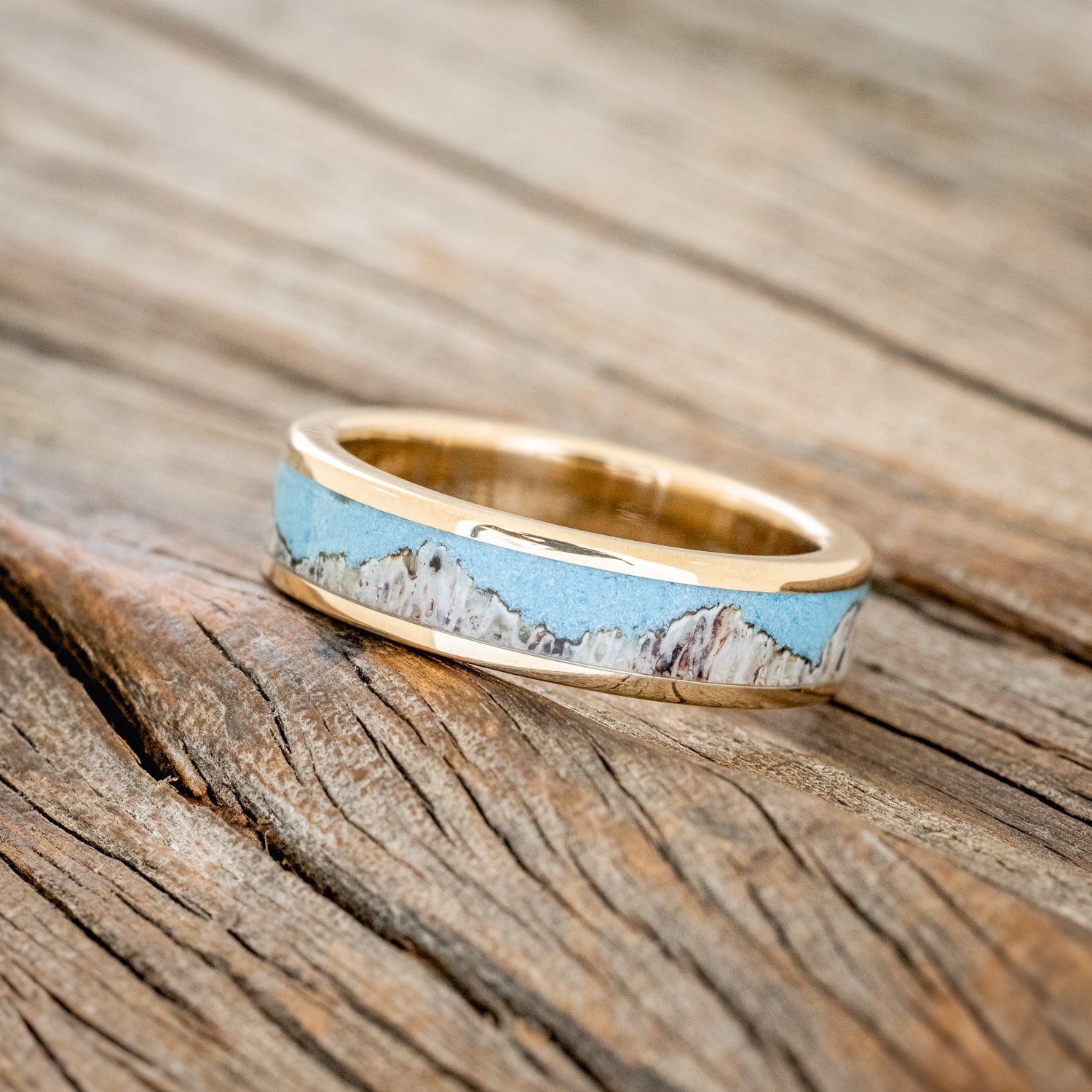 "HELIOS" - TURQUOISE & ANTLER WEDDING BAND-5